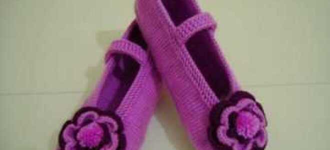 Следочки туфельки вязаные спицами по видео уроку с описанием работы