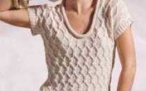 Пуловер с коротким рукавом спицами: схема узора