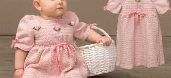 Платье спицами для малышки по схеме и фото-видео мастер-классу