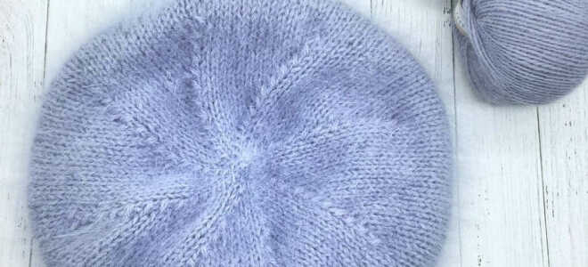 Женский берет из ангоры спицами: описание, схемы, 5 моделей, видео мк