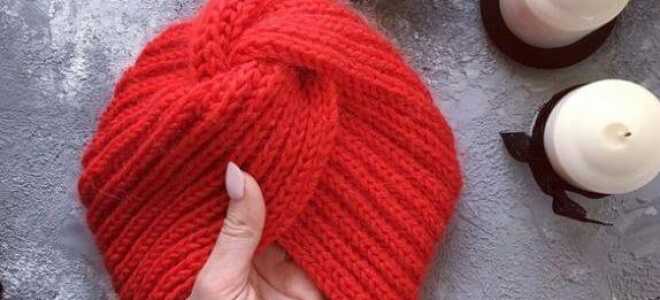 Вязаная спицами женская шапка чалма: схема узора, фото и видео мк
