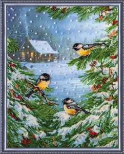 Вышивка со снегирями